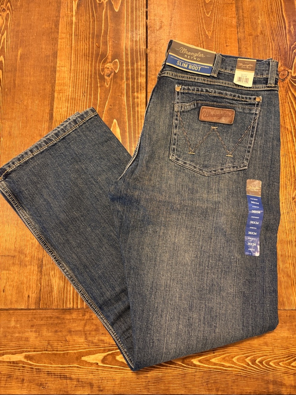 Wrangler Men's Slim Boot Jeans in Blue Denim